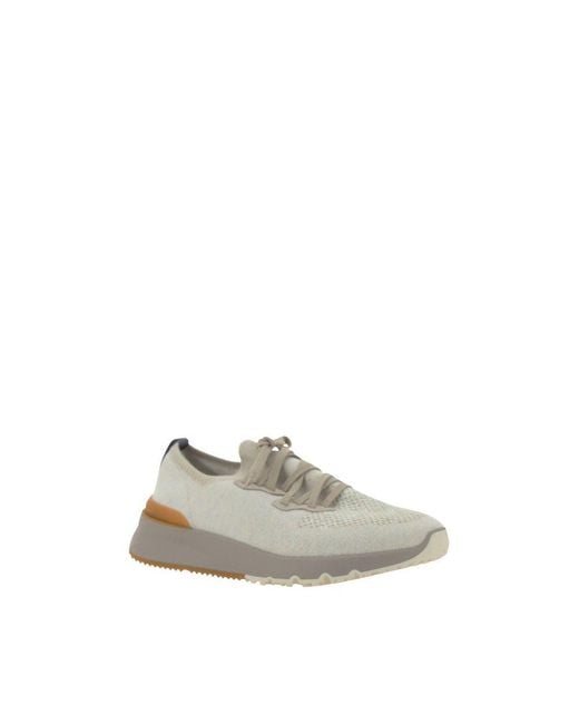 Brunello Cucinelli Natural White Cotton Athletic Sneakers for men
