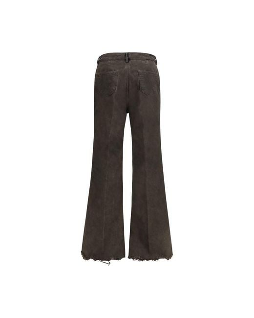 Rick Owens Gray Bicolor Cotton Flared Jeans for men