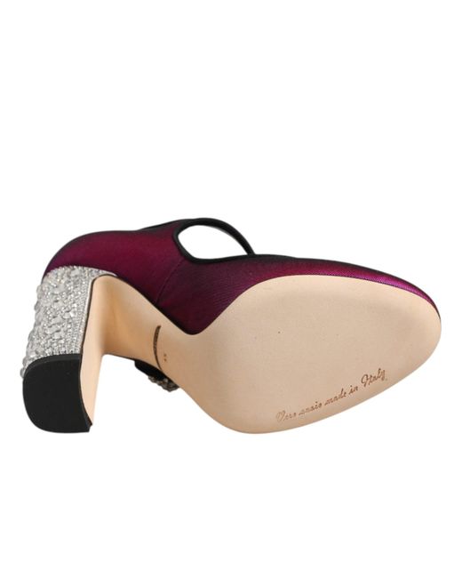 Dolce & Gabbana Purple Pink Strass Mary Janes Heels Pumps Shoes