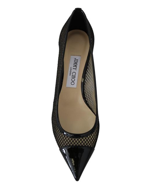 Jimmy Choo Black Elegant Mesh Pointed Toe Pumps