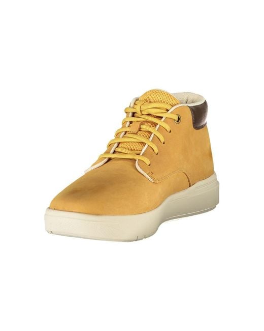 Timberland Yellow Midtop Leather Sneakers for men