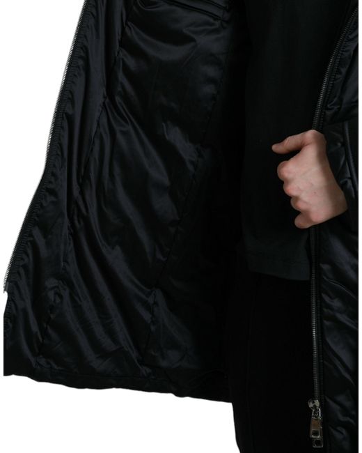 Dolce & Gabbana Black Elegant Hooded Parka Jacket for men
