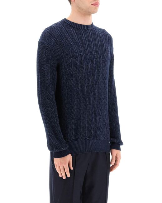 Agnona Blue Cashmere*** Silk And Cotton Sweater for men