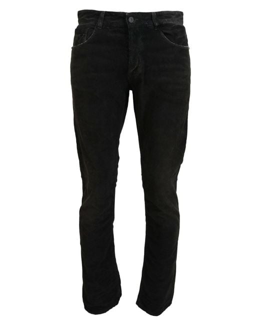 CoSTUME NATIONAL Black Gray Cotton Corduroycasual Jeans for men