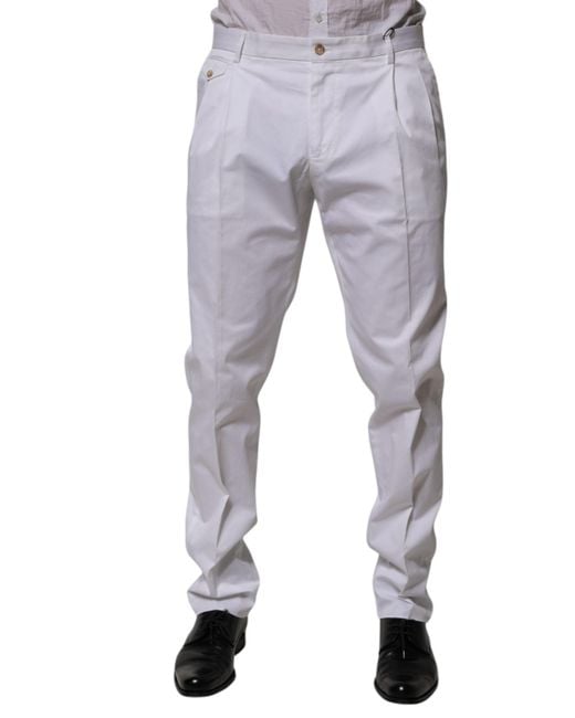 Dolce & Gabbana Gray Cotton Dress Slim Formal Trouser Pants Elastane for men