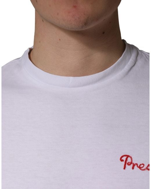 President's White Logo Embroidery Cotton Men Crew Neck T for men