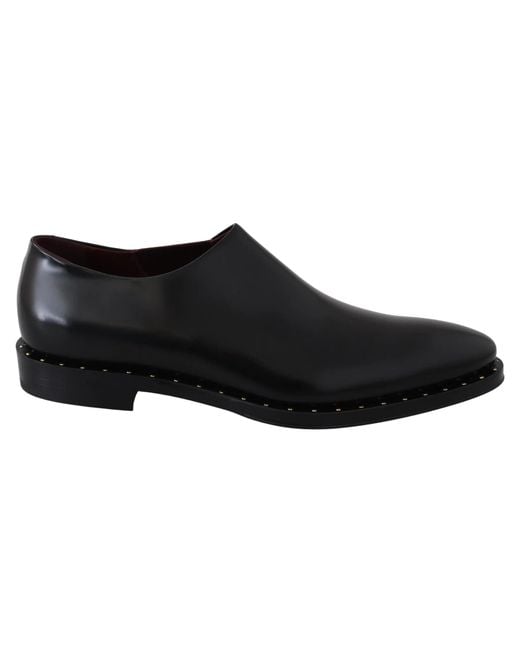 Dolce & Gabbana Black Leather Dress Formal Loafers Shoes for men