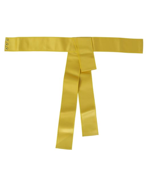 Dolce & Gabbana Black Dolce Gabbana Yellow Wide Snap Button Closure Silk Belt