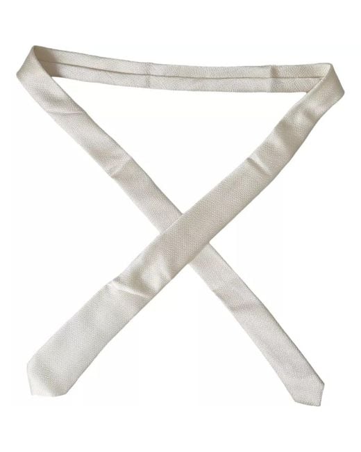 Dolce & Gabbana White Textured Silk Necktie for men