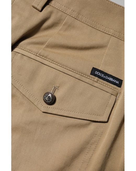 Dolce & Gabbana Natural Cotton Cargo Tapered Pants
