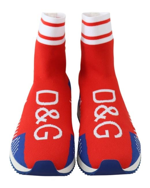 Dolce & Gabbana Red Sorrento Logo Sneakers Socks Shoes for men