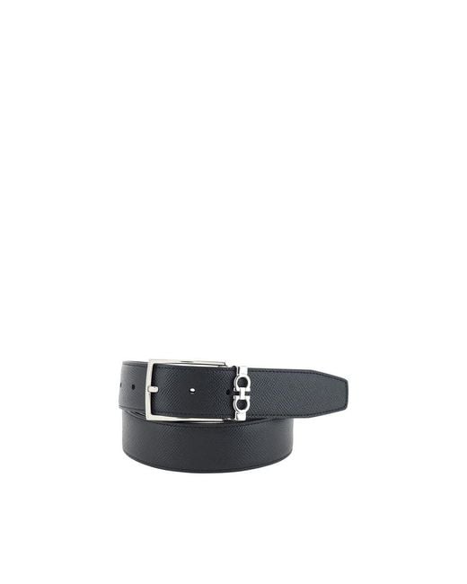 Ferragamo Black Calf Leather Bos Taurus Belt for men