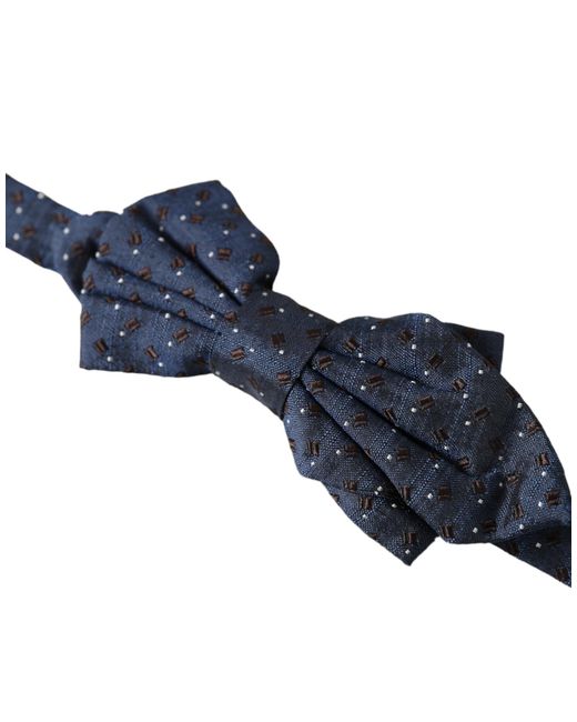 Dolce & Gabbana White Silk Patterned Adjustable Papillon Bow Tie for men