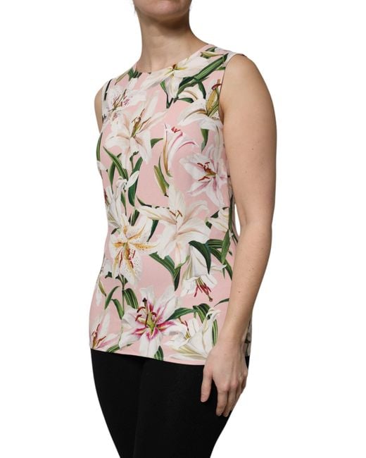 Dolce & Gabbana Natural Multicolor Floral Print Round Neck Tank Top for men