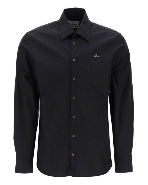 Vivienne Westwood Blue Ghost Shirt With Orb Embroidery for men