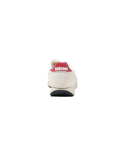 Saucony Pink White Leather Athletic Sneakers for men