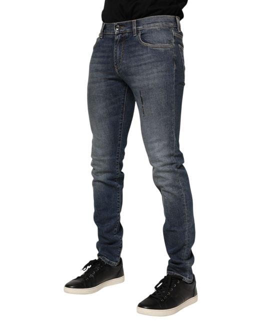 Dolce & Gabbana Blue Washed Cotton Skinny Men Denim Jeans for men