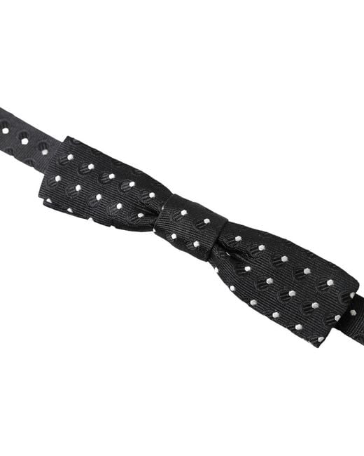 Dolce & Gabbana Black Silk Bow Tie With Metal Clasp By Italian Designer for men