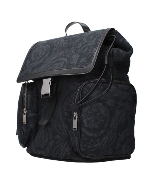 Versace Black Fabric Backpack for men
