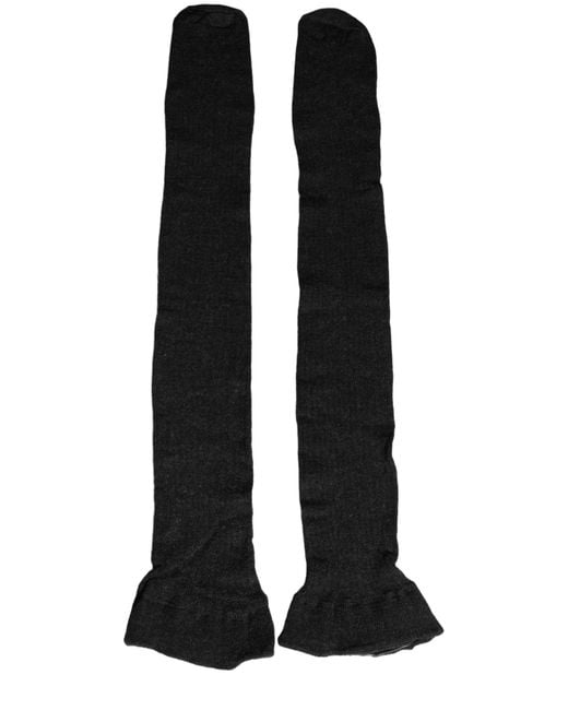 Dolce & Gabbana Black Wool Over Calf Long Accessory Socks
