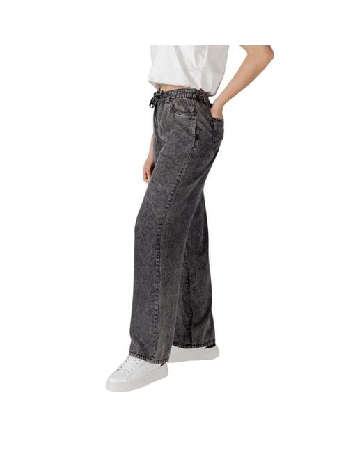 ONLY Gray Black Lyocell Casual Pants