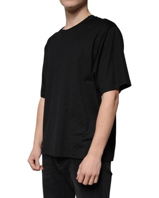 Dolce & Gabbana Black Cotton Crew Neck Short Sleeves T for men