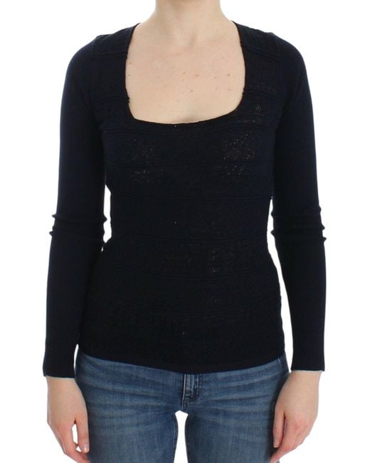 Ermanno Scervino Black Knitted Wool Blend Longsleeve Sweater