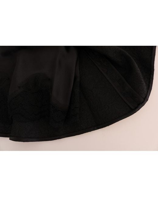 Dolce & Gabbana Black Floral Jacquard Silk A-Line Skirt