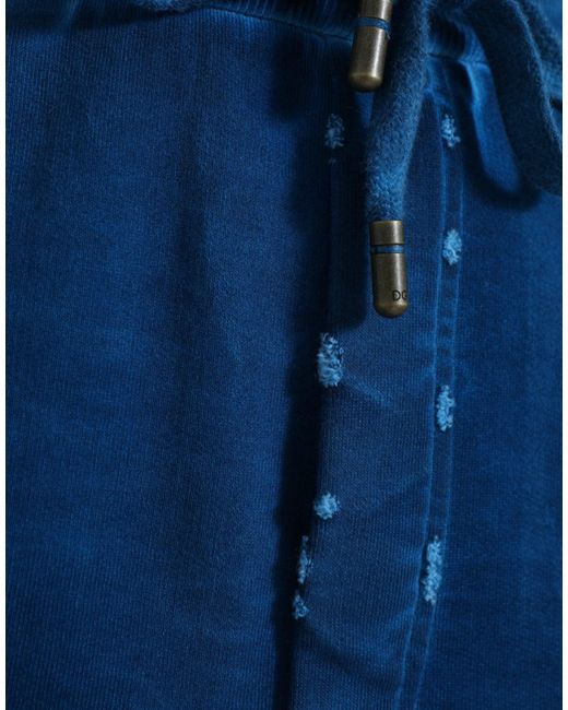 Dolce & Gabbana Blue Logo Cotton Jogger Sweatpants Pants