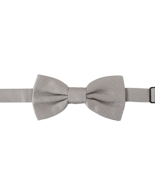 Dolce & Gabbana Gray 100% Silk Adjustable Neck Papillon Tie for men
