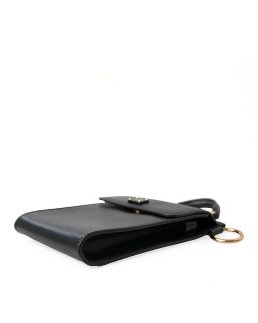 Dolce & Gabbana Black Calf Leather Logo Plaque Mini Crossbody Bag