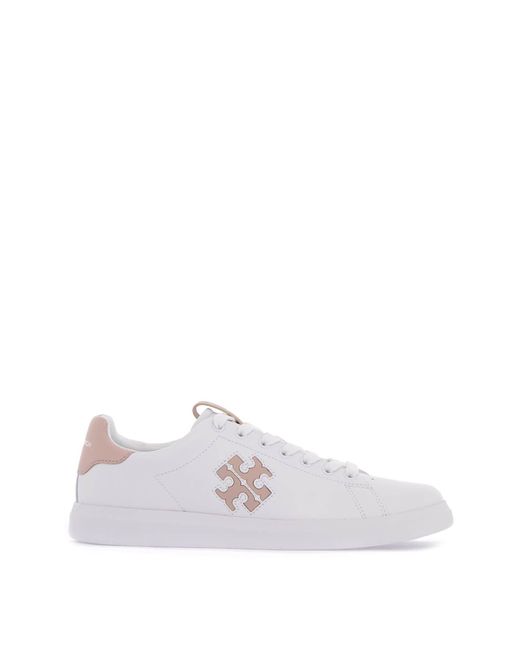 Tory Burch White Howell Court Sneakers With Double T