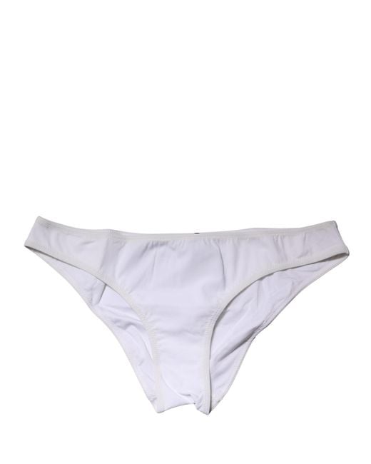 Dolce & Gabbana White Nylon Stretch Mid Waist Brief Panty Underwear