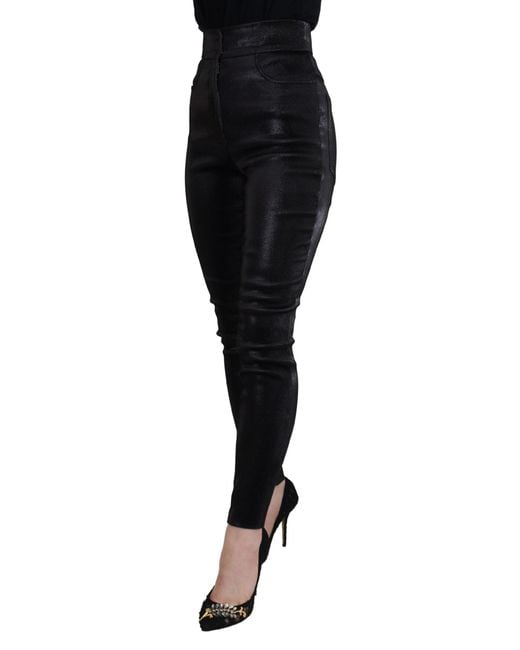 Dolce & Gabbana Black Metallic Trousers Pan73101