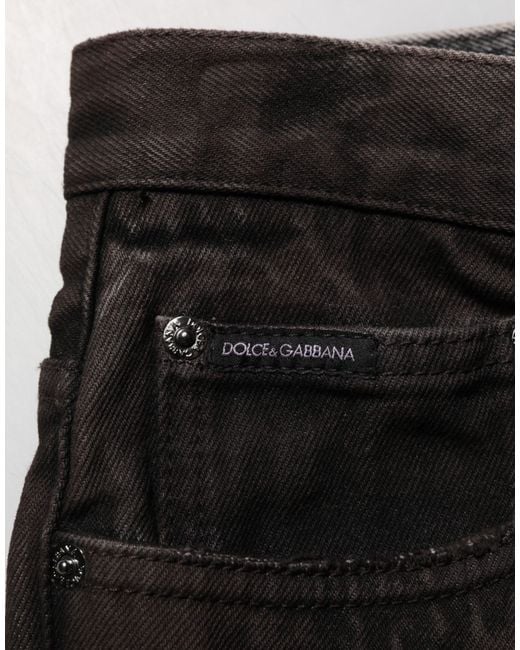 Dolce & Gabbana Black Distressed Ripped Denim Shorts for men
