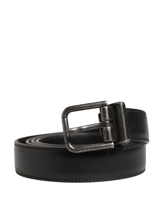 Dolce & Gabbana Black Classic Leather Metal Buckle Belt Calf for men