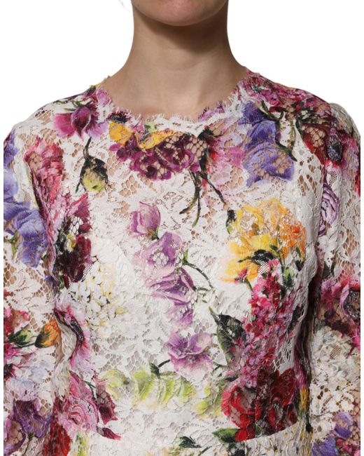 Dolce & Gabbana Red Multicolor Floral Long Sleeve A