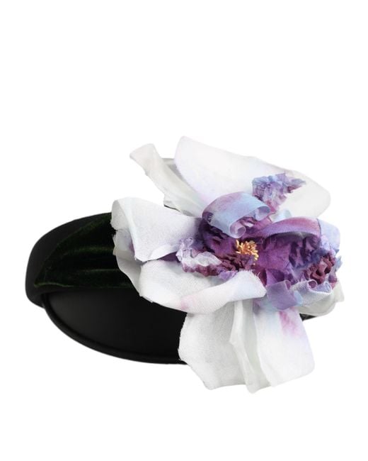 Dolce & Gabbana Multicolor Black Green Silk Purple White Floral Appliqué Accessory Headband