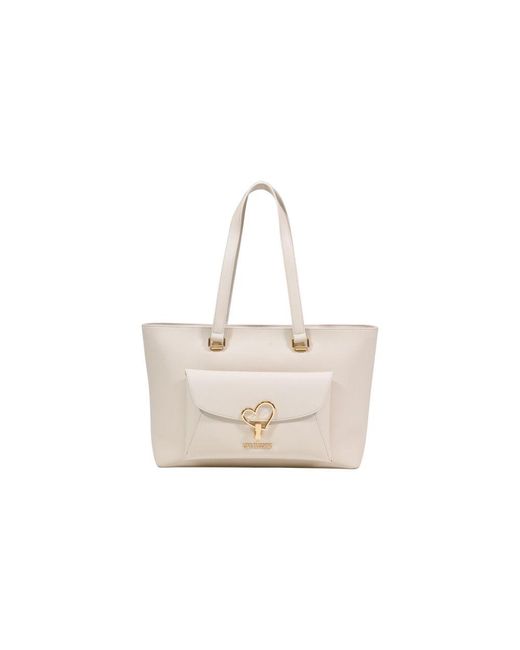 Love Moschino White Beige Polyethylene Handbag