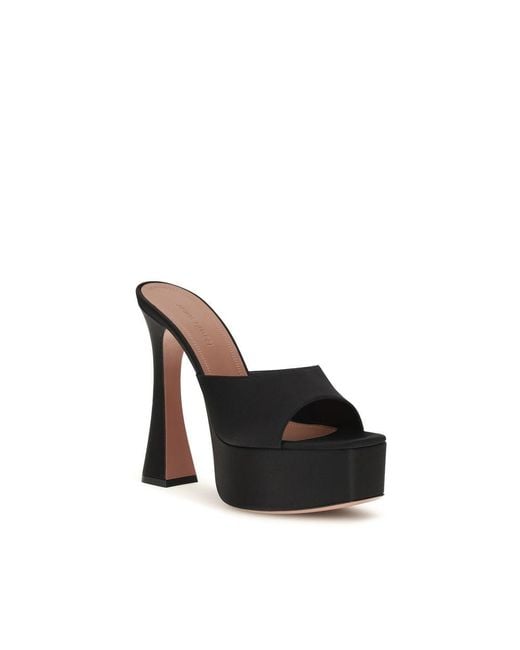 AMINA MUADDI Black Calf Leather Bos Taurus Platform Sandals