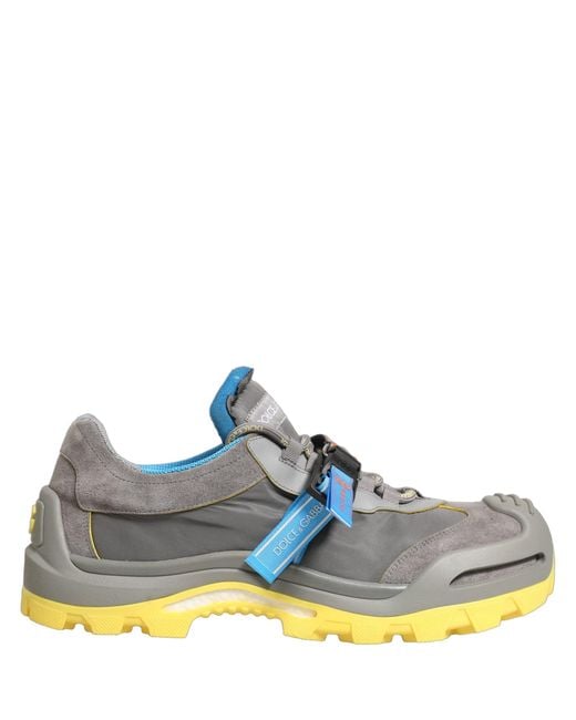 Dolce & Gabbana Gray Airmaster Panelled Low Top Sneakers Shoes Nylon Suede for men
