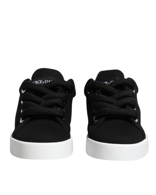 Dolce & Gabbana Black Lowtop Canvas Sneakers