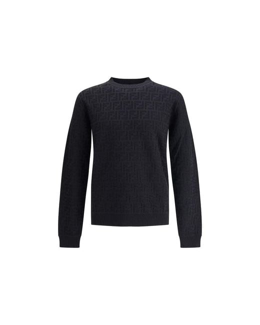 Fendi Blue Ff Sweater for men