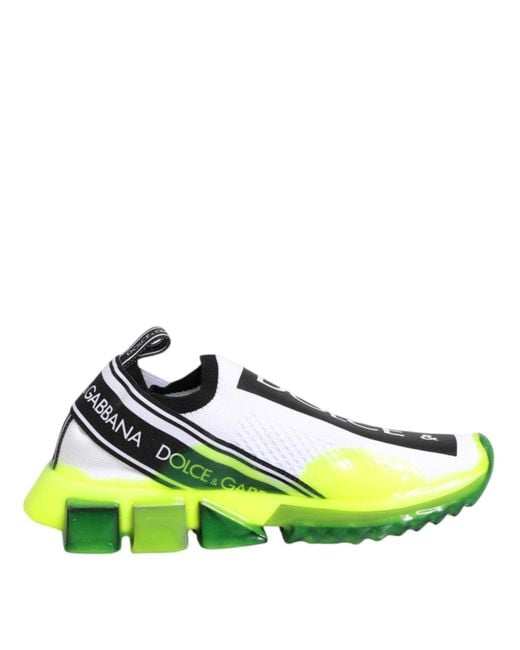 Dolce & Gabbana Green Black White Slip On Sorrento Sneakers Shoes