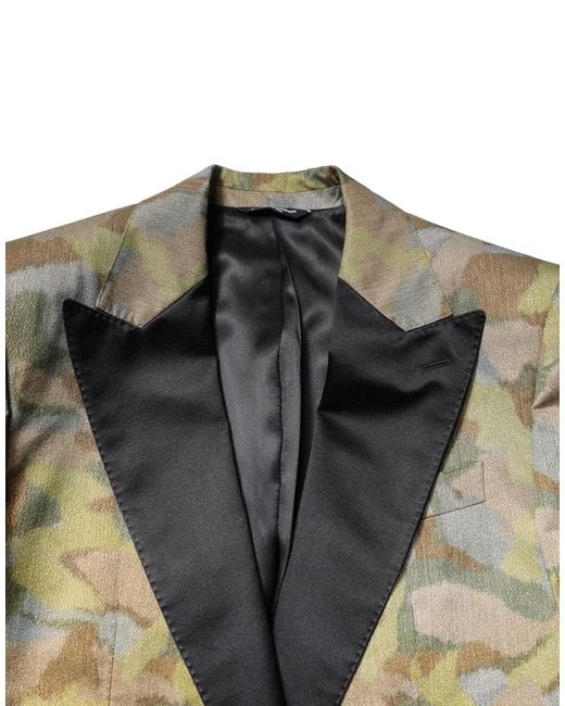 Dolce & Gabbana Natural Multicolor Camouflage Sicilia 3 Piece Suit for men