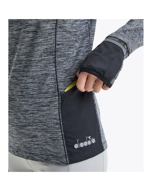 Diadora Gray Black Polyester Sweatshirt