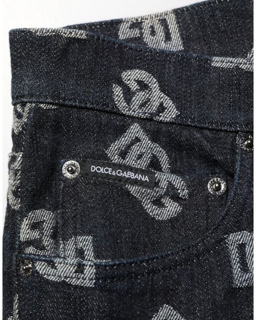 Dolce & Gabbana Black Dg Monogram Cotton Skinny Denim Jeans for men