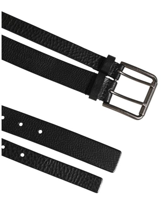 Dolce & Gabbana Black Leather Belt Buckle for men