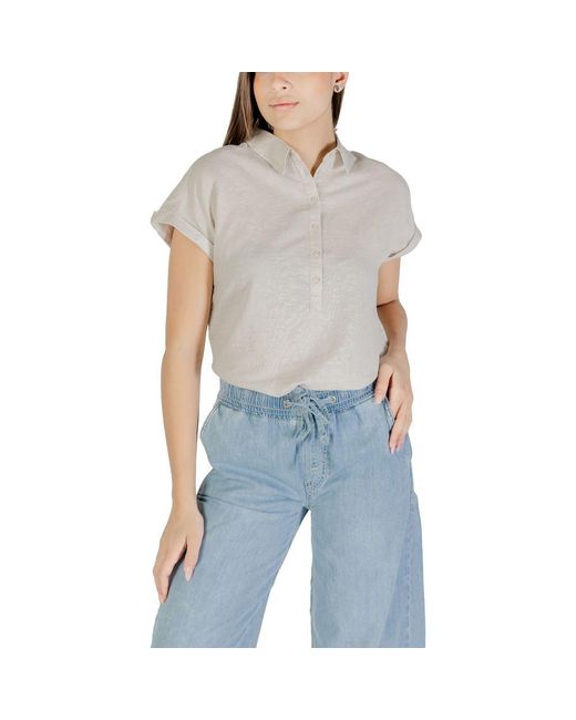 Street One Gray Bicolor Linen Shirt