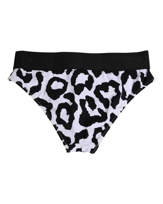 Dolce & Gabbana Black White Leopard Nylon High Waist Panty Underwear